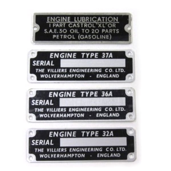 Villiers Identification Plate